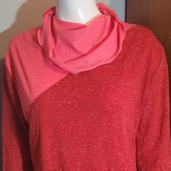Pink Speckled Lagenlook Oversized Blouse Womens Extra Large Hankey Hem Artsy - Picture 3 of 10